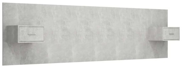 Modern Ágyfejtámla Éjjeliszekrénnyel - Beton Szürke - 200cm