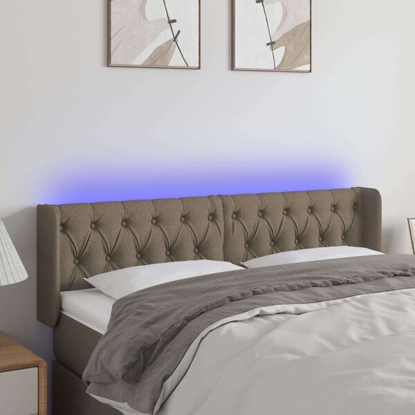 Tópszínű szövet led-es fejtámla 163 x 16 x 78/88 cm