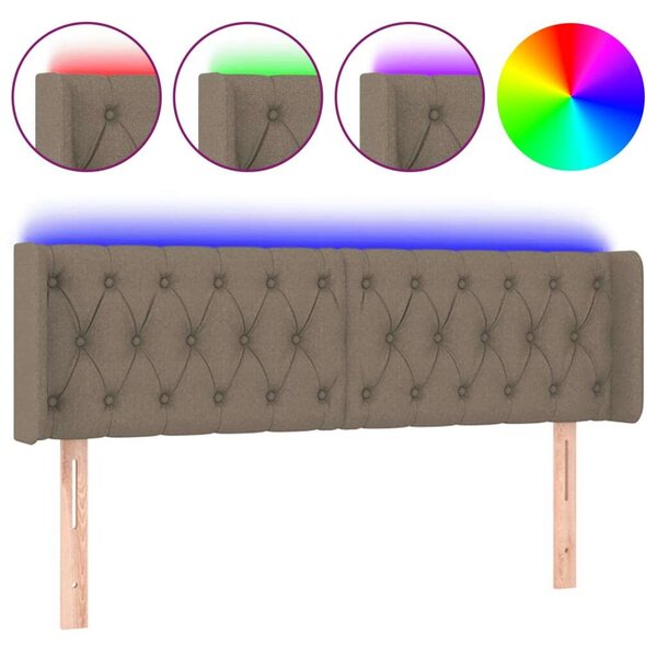 Tópszínű szövet led-es fejtámla 163 x 16 x 78/88 cm