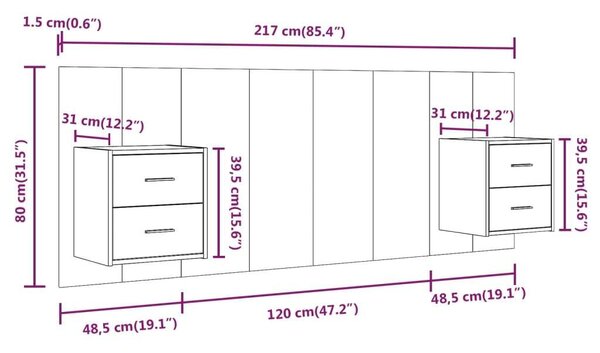 Fehér szerelt fa ágyfejtámla szekrényekkel