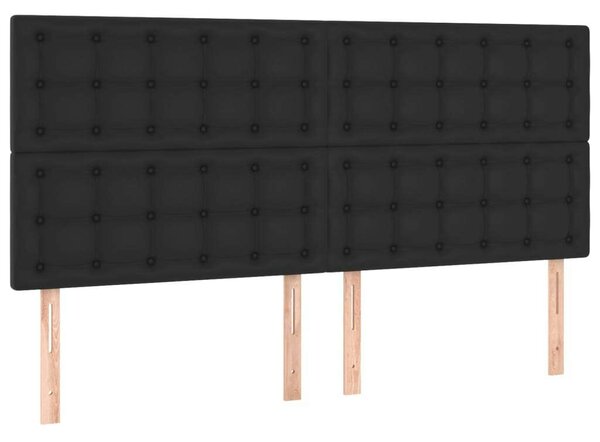 VidaXL Fekete Műbőr Ágykeret Fejtámlával - 200x200 cm