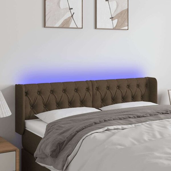 Modern LED-es Ágytámlá - Sötétbarna Szövet - 163x16x78/88cm