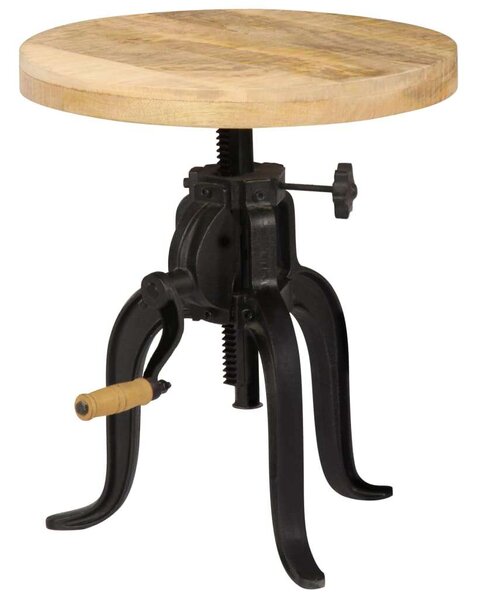 Tömör mangófa és öntöttvas kisasztal 45 x (45-62) cm