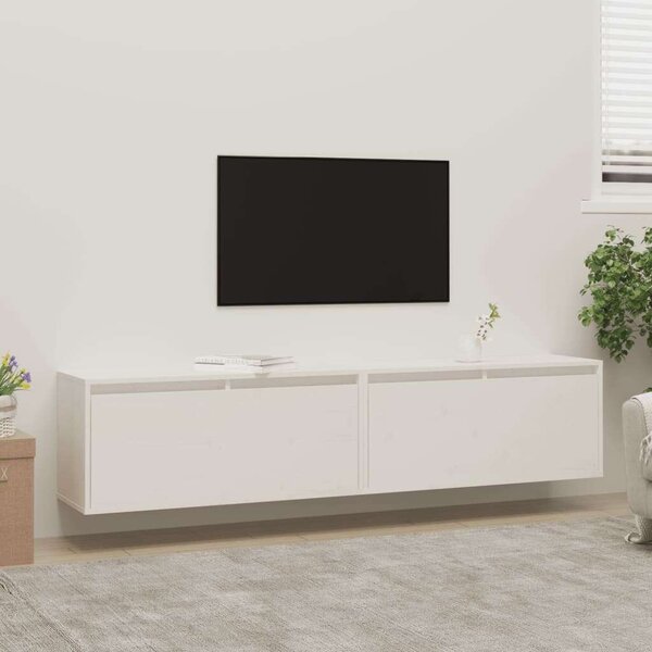 2 db fehér tömör fenyőfa faliszekrény 80 x 30 x 35 cm