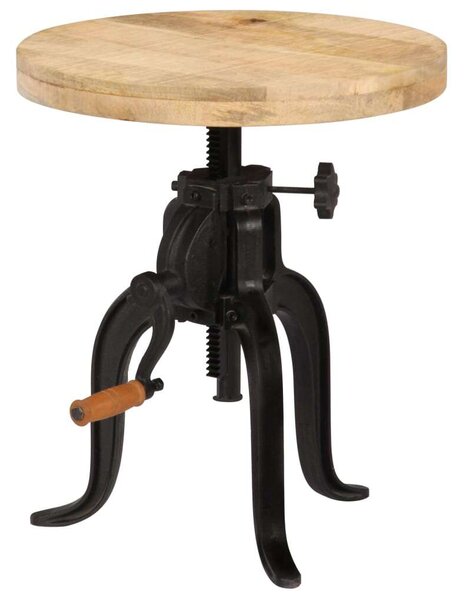 Tömör mangófa és öntöttvas kisasztal 45 x (45-62) cm