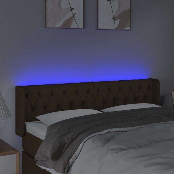 Modern LED-es Ágytámlá - Sötétbarna Szövet - 163x16x78/88cm