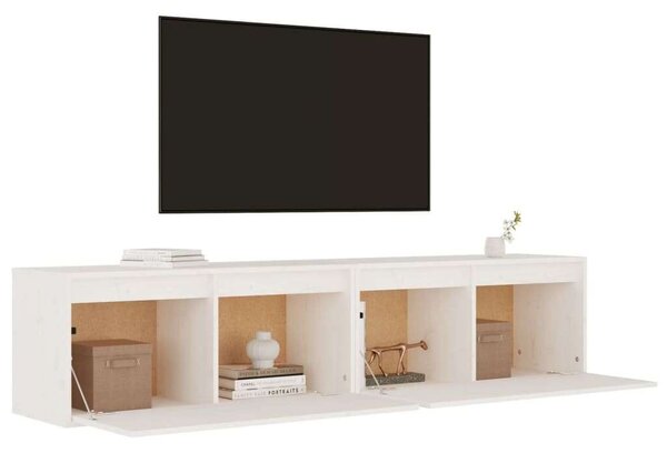 2 db fehér tömör fenyőfa faliszekrény 80 x 30 x 35 cm