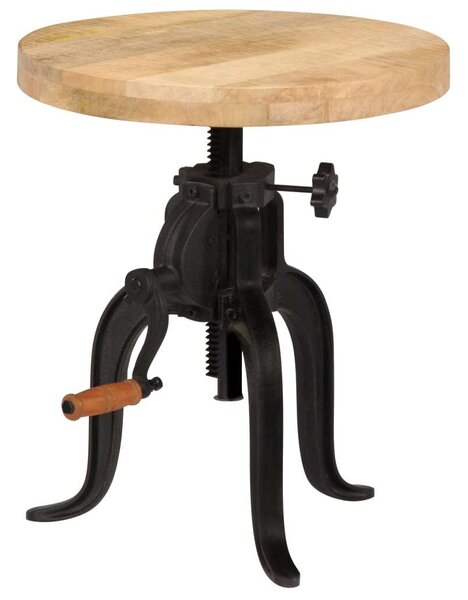 Tömör mangófa és öntöttvas kisasztal 45 x (45-62) cm