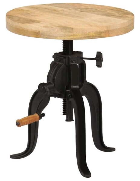 Tömör mangófa és öntöttvas kisasztal 45 x (45-62) cm