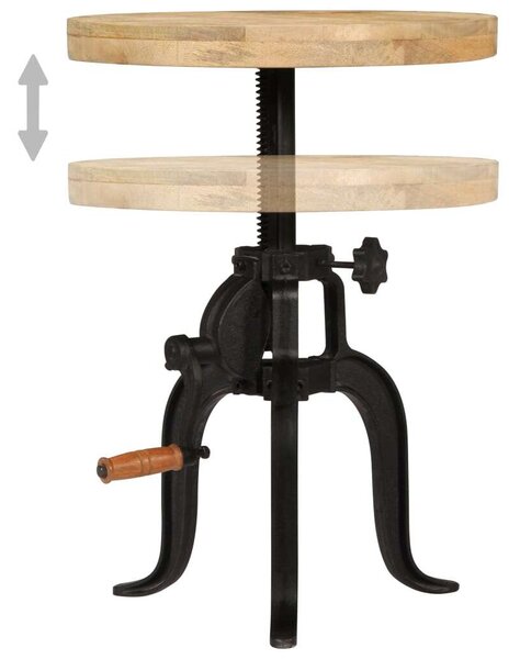 Tömör mangófa és öntöttvas kisasztal 45 x (45-62) cm