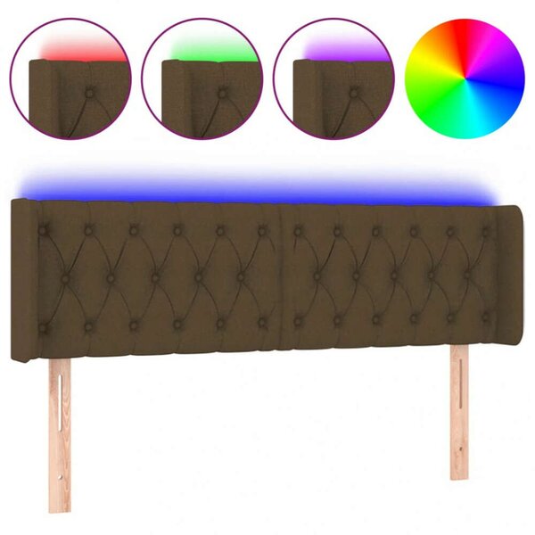 Modern LED-es Ágytámlá - Sötétbarna Szövet - 163x16x78/88cm