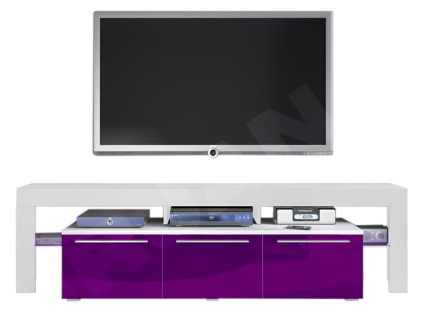 RTV BACON 150 Plus TV asztal, fehér/magasfényű lila