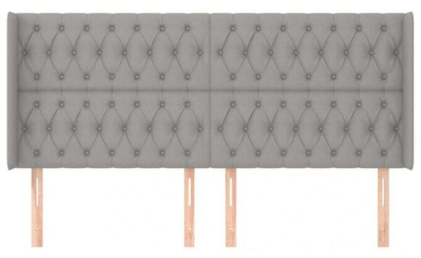 Elegáns Szövet Fejtámla Szárnyakkal - Világosszürke - 203cm