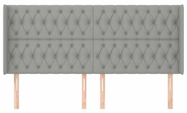 Elegáns Szövet Fejtámla Szárnyakkal - Világosszürke - 203cm