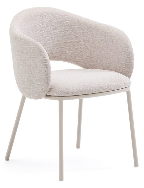 Krémszínű kárpitozott étkezőfotel Maina – Kave Home