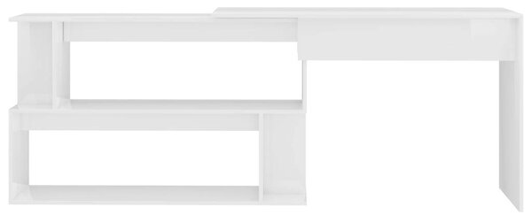 Modern Sarokasztal - Magasfényű Fehér - 200x50x76 cm