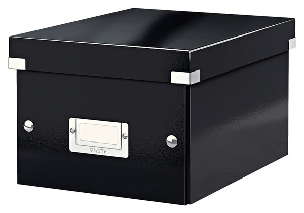 Fekete fedeles karton tárolódoboz 22x28x16 cm Click&Store – Leitz