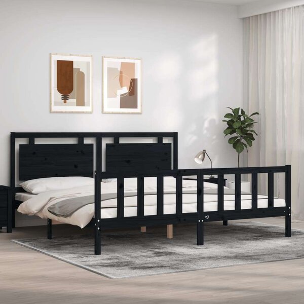 VidaXL Fekete Tömörfa Ágykeret - 200x200 cm