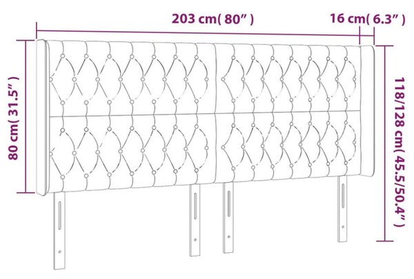 Elegáns Szövet Fejtámla Szárnyakkal - Világosszürke - 203cm