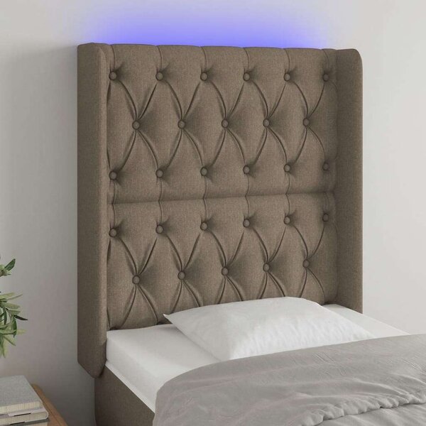 Tópszínű szövet led-es fejtámla 83x16x118/128 cm