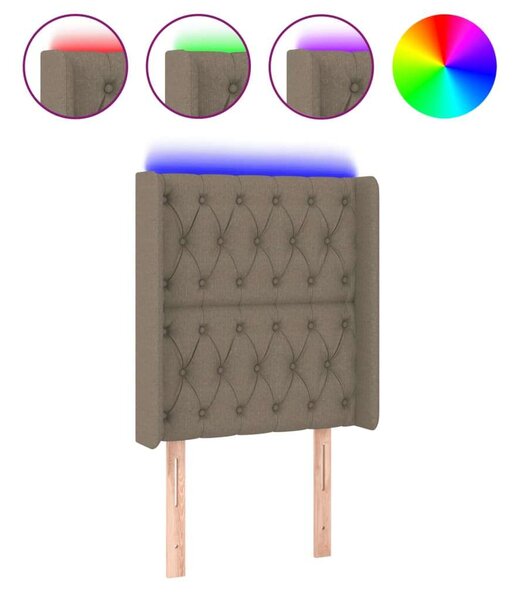 Tópszínű szövet led-es fejtámla 83x16x118/128 cm
