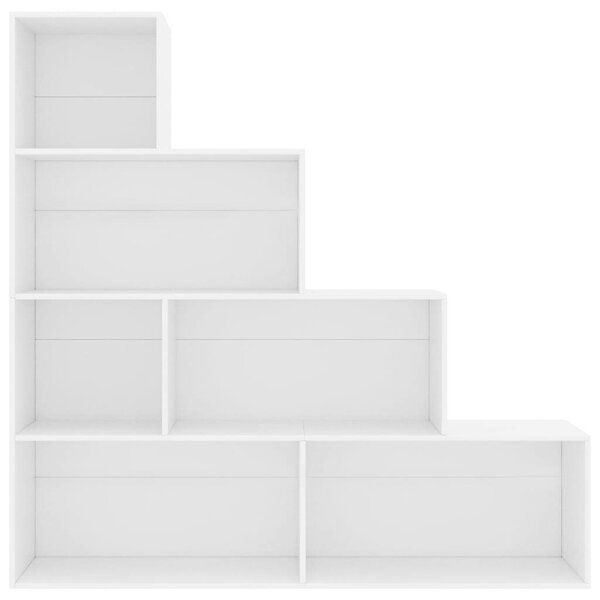 Modern Könyvespolc/Térelválasztó - Fehér - 6 Polc - 155x24x160 cm