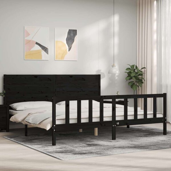 VidaXL Fekete Tömörfa Ágykeret - 200x200 cm