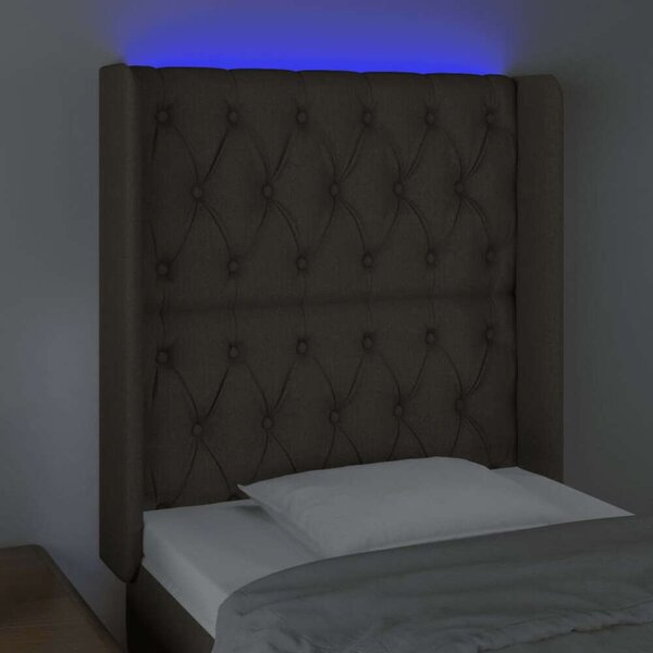 Tópszínű szövet led-es fejtámla 83x16x118/128 cm