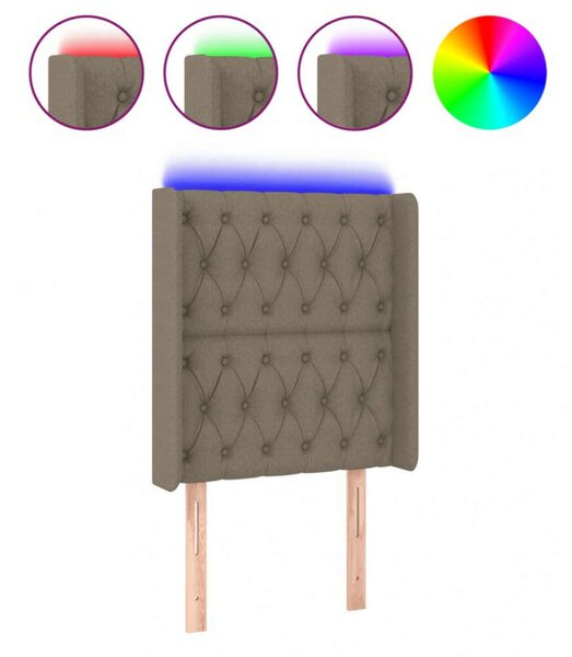 Tópszínű szövet led-es fejtámla 83x16x118/128 cm
