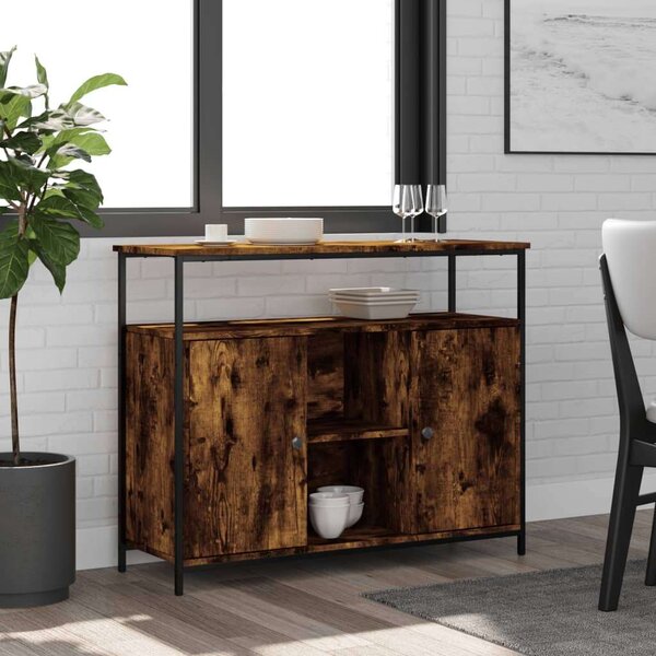 VidaXL füstös tölgy színű műfa tálalószekrény 100 x 35 x 80 cm