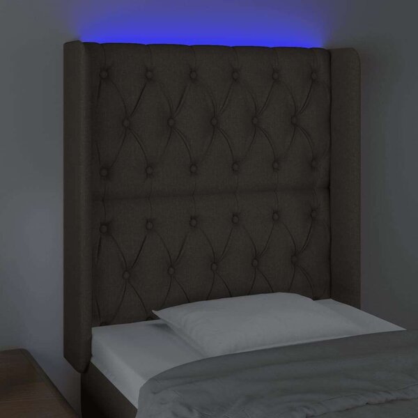 Tópszínű szövet led-es fejtámla 83x16x118/128 cm