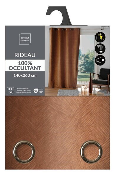 Barna bársony függöny 140x260 cm Olympe – douceur d'intérieur