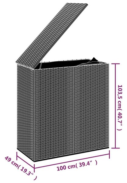 Polyrattan Kerti Párna Tároló - 100x49x103,5 cm