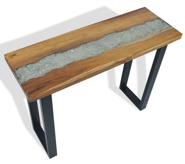 Teakfa Konzolasztal - Modern Ipari Dizájn - 100x35x75 cm