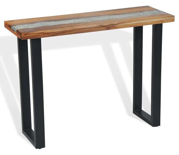 Teakfa Konzolasztal - Modern Ipari Dizájn - 100x35x75 cm