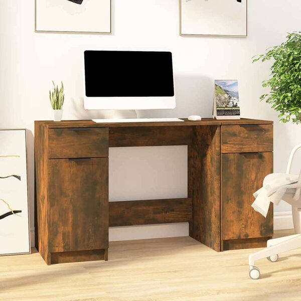 Modern Füstös Tölgy Íróasztal Szett - 100x50x75cm