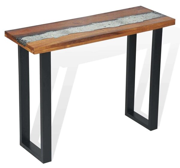 Teakfa Konzolasztal - Modern Ipari Dizájn - 100x35x75 cm