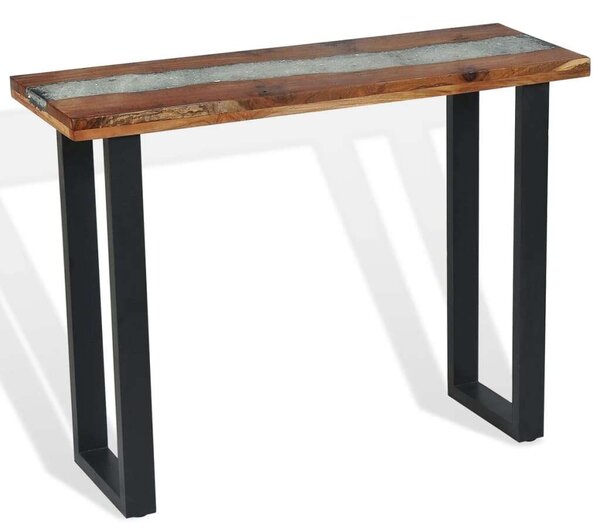 Teakfa Konzolasztal - Modern Ipari Dizájn - 100x35x75 cm
