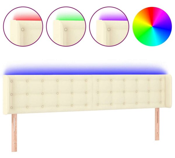Krémszínű műbőr led-es fejtámla 203 x 16 x 78/88 cm