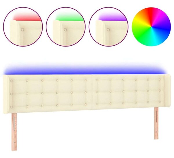 Krémszínű műbőr led-es fejtámla 203 x 16 x 78/88 cm
