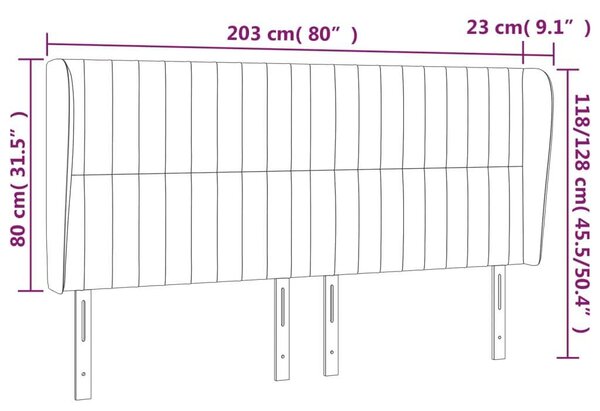 Bársony Fejtámla Szárnyakkal - Világosszürke - 203cm