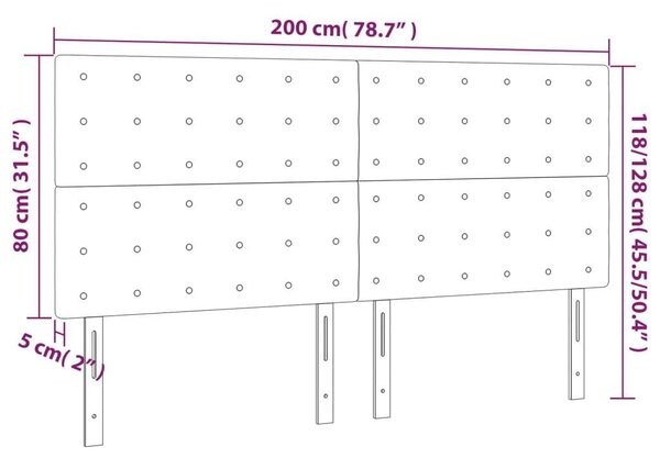 Fekete műbőr led-es fejtámla 200x5x118/128 cm