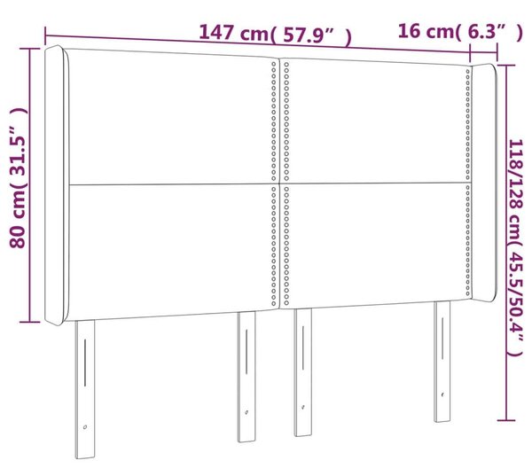 Fekete műbőr led-es fejtámla 147x16x118/128 cm