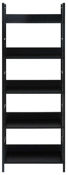 VAS-5Polcos Fekete Könyvespolc - Forgácslap - 60x27,6x158,5cm