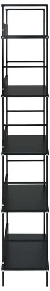VAS-5Polcos Fekete Könyvespolc - Forgácslap - 60x27,6x158,5cm