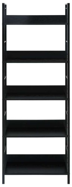 VAS-5Polcos Fekete Könyvespolc - Forgácslap - 60x27,6x158,5cm