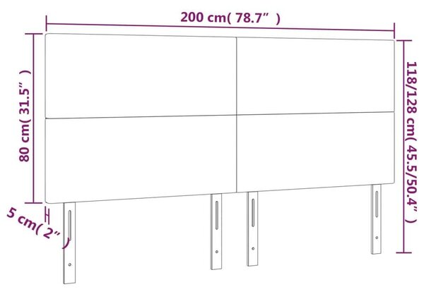 4 db Világosszürke Szövet Ágyfejtámla - 100x5x78/88 cm