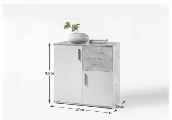 KONDELA Komód, fehér/beton, POPPY 4