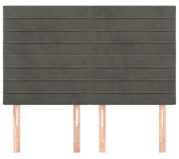 Bársony Ágyfejtámla Szett - Sötétszürke - 4 db - 144cm