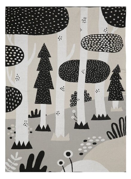 Magic Forest fekete-szürke pamut gyerek ágytakaró, 100 x 150 cm - Södahl